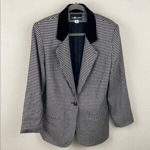 Sag Harbor Wool Black and White Houndstooth Blazer size 14